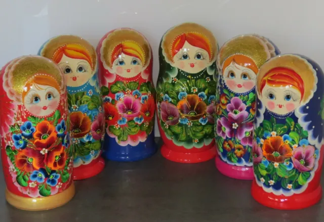 Babuschka Matroschka Matrjoschka Matruschka russische Puppen 7 teilig 7 tlg