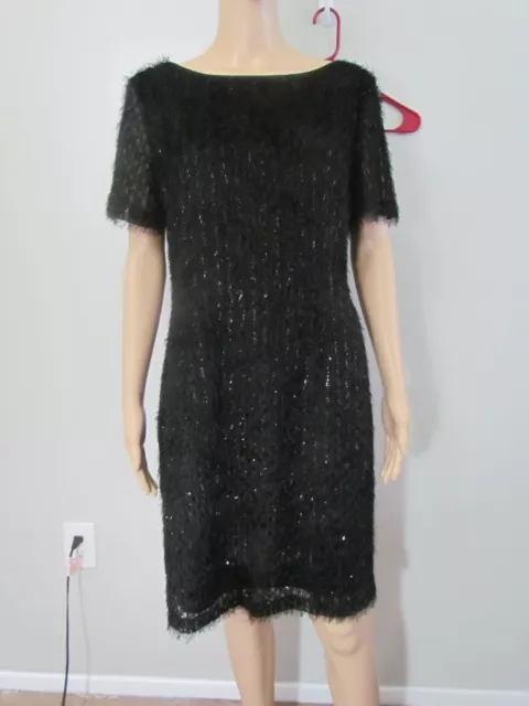 Tahari Arthur S Levine black fuzzy dress size 12