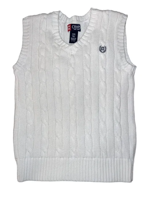 Chaps Boys White Cable Knit Sweater Vest Size 8