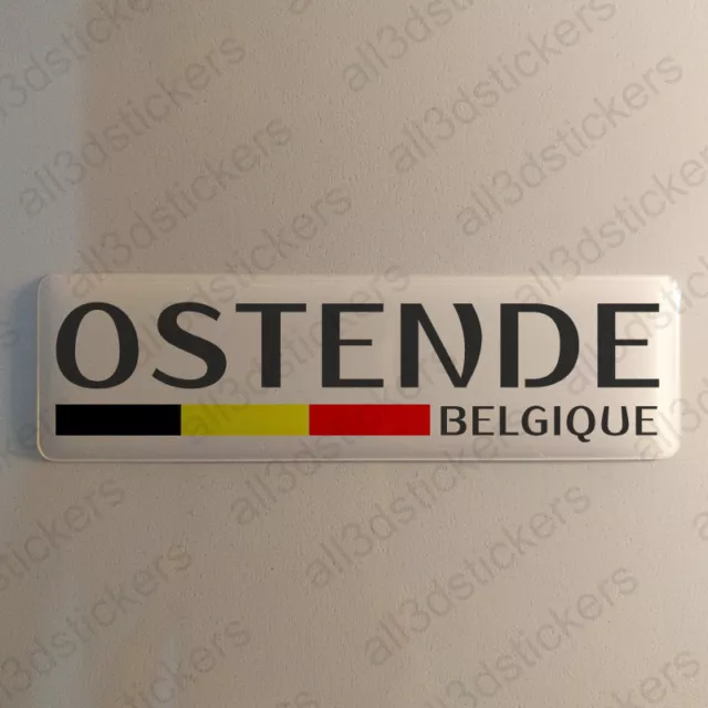 Ostend Belgium Sticker 4.70x1.18" Domed Resin 3D Flag Stickers Decal Vinyl