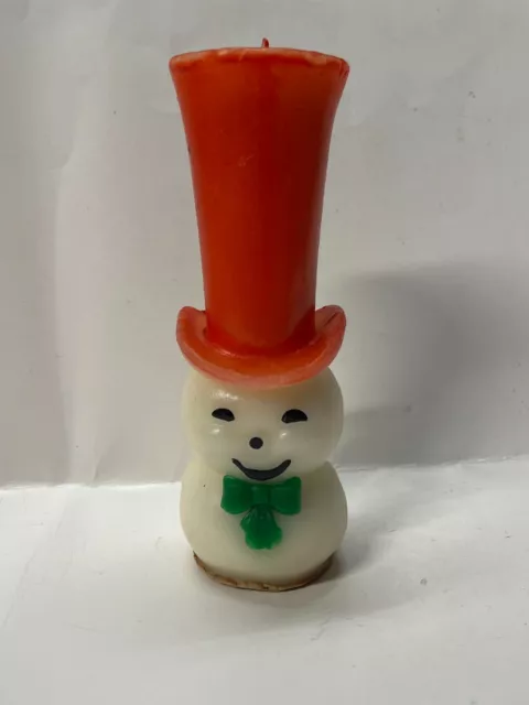Vintage Christmas Gurley Candle Snowman Tall Red Top Hat