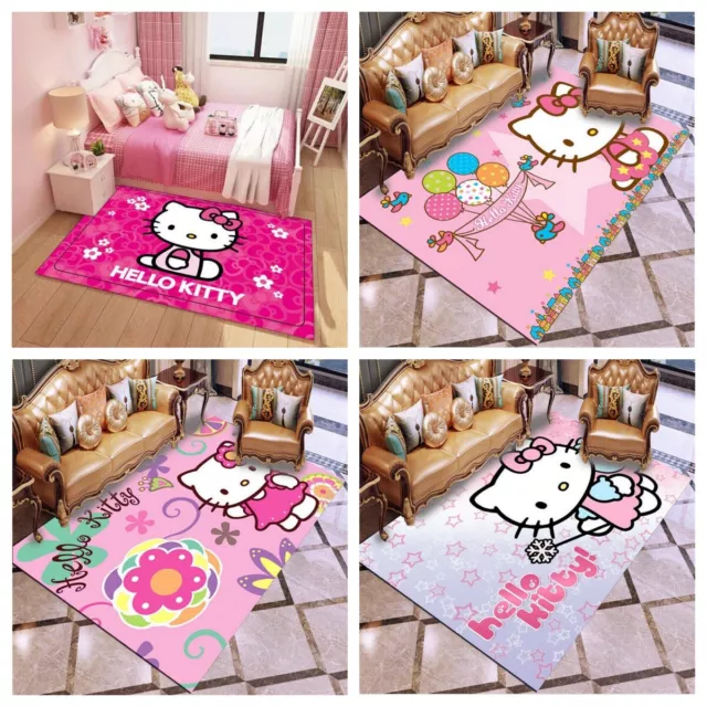 3D Hello Kitty Teppich Mädchen Kinder Teppich Schlafzimmer Fußmatte Bodenmatte