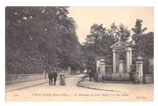 Cpa 95 L'isle Adam Le Monument De Jules Dupre Et La Rue Mellet