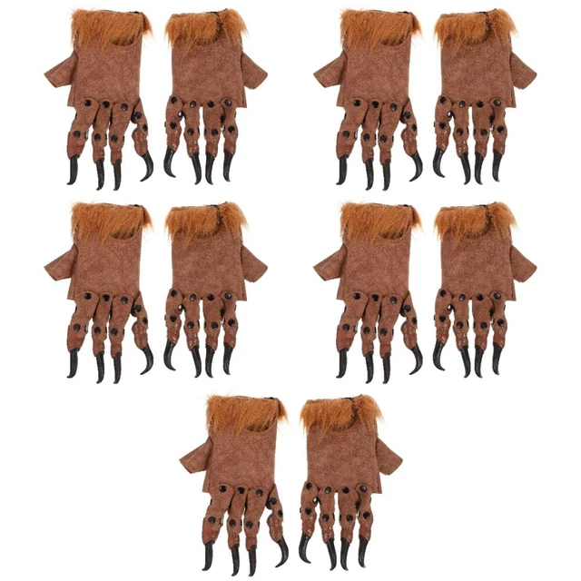 5 Pairs Hallowee Accessories Plush Dragon Claw Gloves Jester Costume Animal