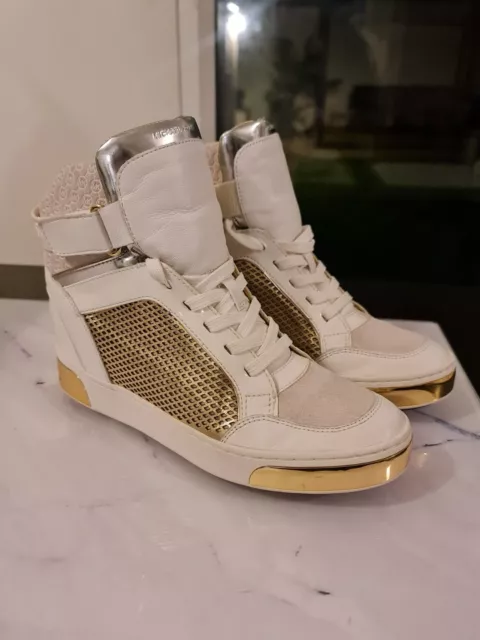 MICHAEL KORS HIGH Top Sock Trainers. UK 5 Skylar White Knit