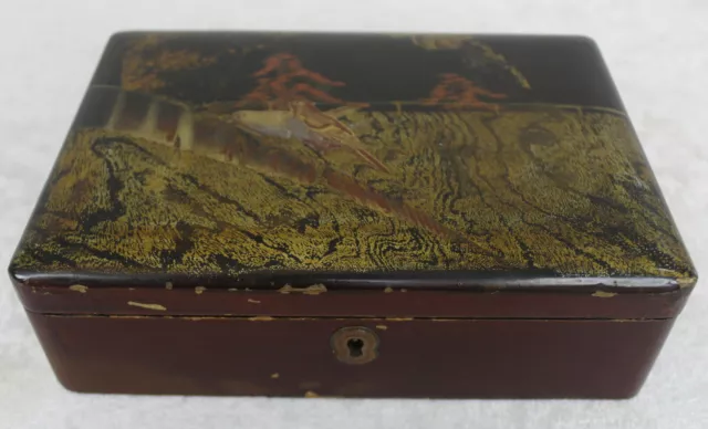 Vintage Oriental Japanese Chinese Lacquered Jewellery Box FREEPOST 3