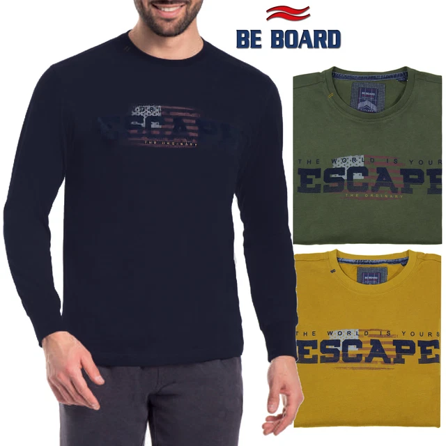 T Shirt uomo manica lunga caldo cotone BE BOARD 3 colori M L XL XXL 3XL