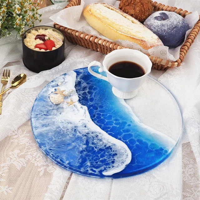 Molde de Resina Epoxi Diy,Bandeja de Posavasos,Molde Circular de Silicona, F9