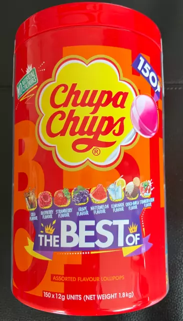 NEW Chupa Chups 150 Bulk Buy Jar Assorted Flavours Lollies Lolly Pack (Exp 2024)