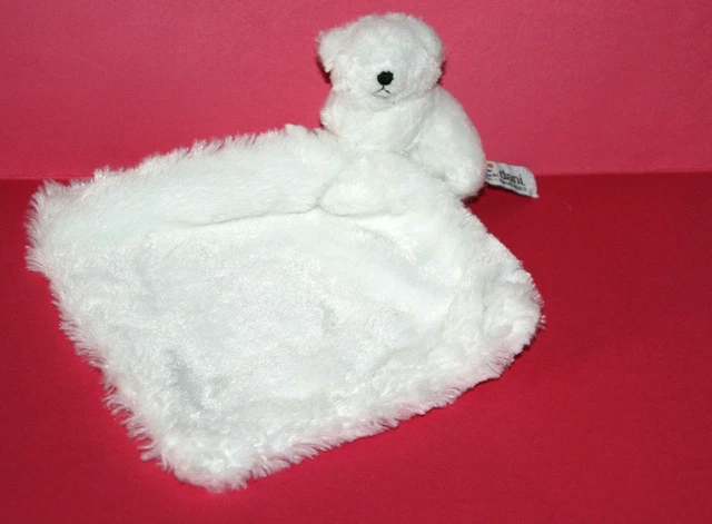 Creations Dani Doudou Ours Blanc Mouchoir Blanc Etat Neuf