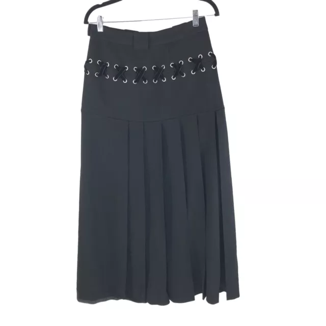 Marc by Marc Jacobs Skirt Maxi Grommet Laced Pleated Gothic Black 6 3