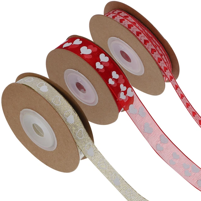 3 rollos cinta decorativa rollo patrón corazón cintas de regalo para