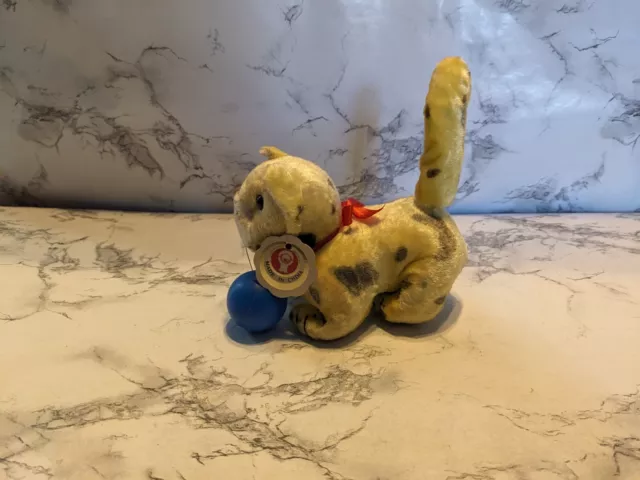 Vintage Wind-Up Toy Kitty Playing Ball