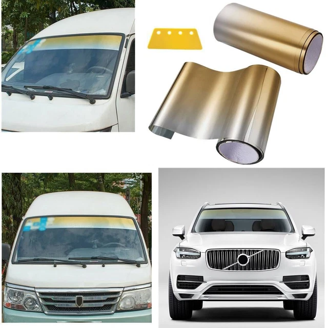 Nuova pellicola anteriore auto di alta qualità striscia oro PVC visiera solare tinta tonalità UV