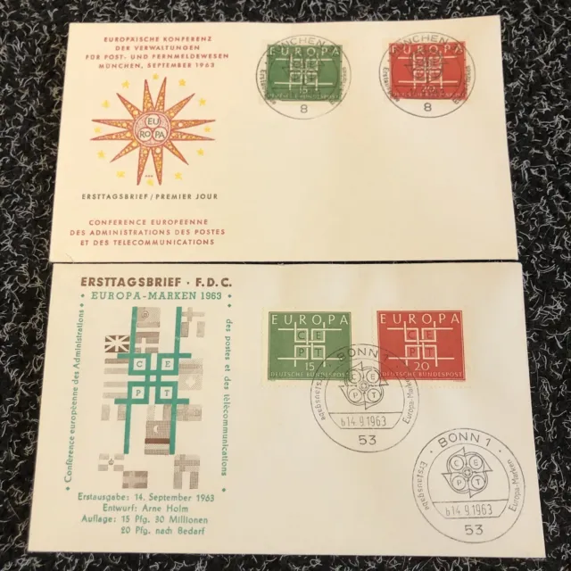FDC - Ersttagsbrief - Briefmarken - 1963 - MiNr 406/407 - 2x - Europa -