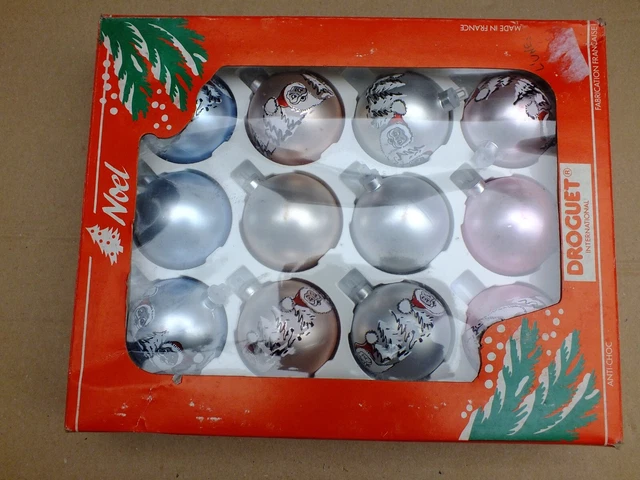 Boules De Noël Anciennes En Fil Coloré Avec Neige - Décoration Vintage Multicolore Pour Sapin