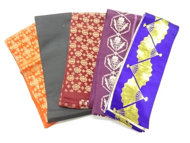 80886# Japanese Kimono / Antique Hanhaba Obi / Set Of 5