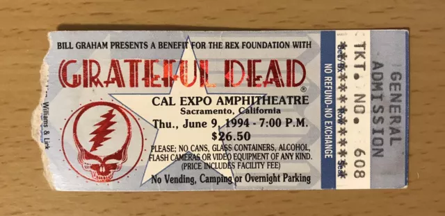 1994 The Grateful Dead 6/9 Sacramento Ca Concert Ticket Stub Jerry Garcia 608