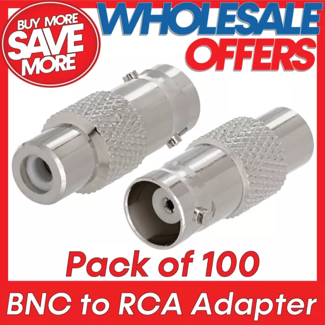 100 Pcs RCA to BNC Converter Coaxial Cable Adapter CCTV Camera RCA Adapter F/F