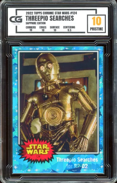 2022 Topps Chrome Star Wars Sapphire 124 C-3PO Searches For R2-D2 CG 10 PRISTINE