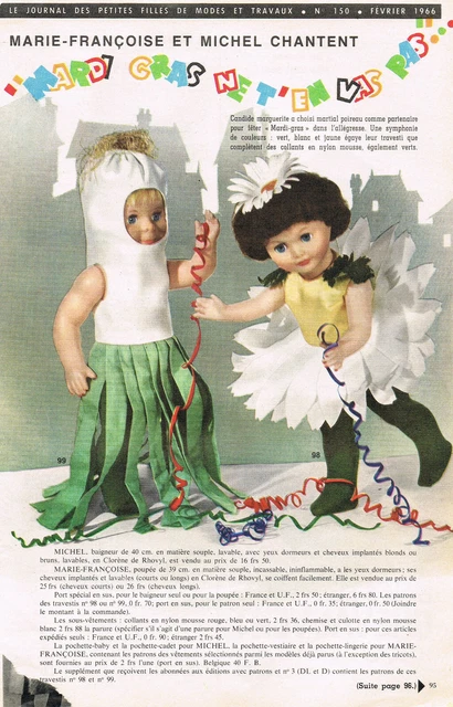 Page De Patron De Poupée Françoise Michel - Modes Et Travaux Septembre 1954 (occasion)