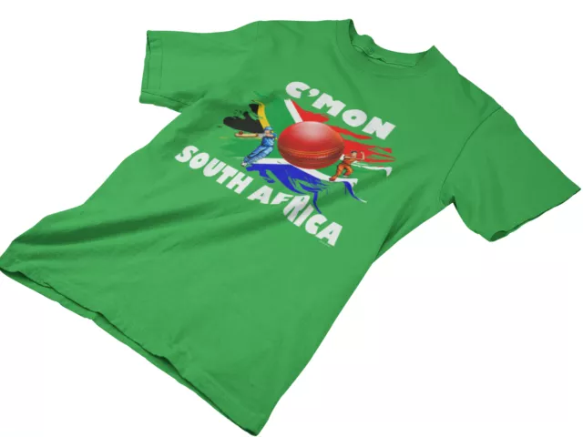T-shirt cricket Cmon SOUTH AFRICA BIOLOGICA cotone uomo donna bambini bandiera in maglia 2