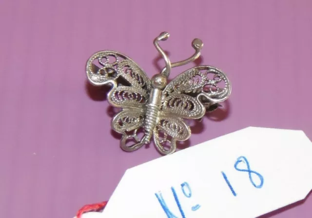 -BROCHE 1950/60 PETIT PAPILLON ARGENT 800° BIJOU ANCIEN COLLECTION N°18 vitrine 3