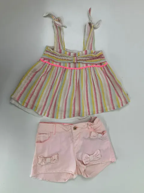 Billieblush Girls Set Outfit Shorts Top Age 8-10 Yrs Pink Denim