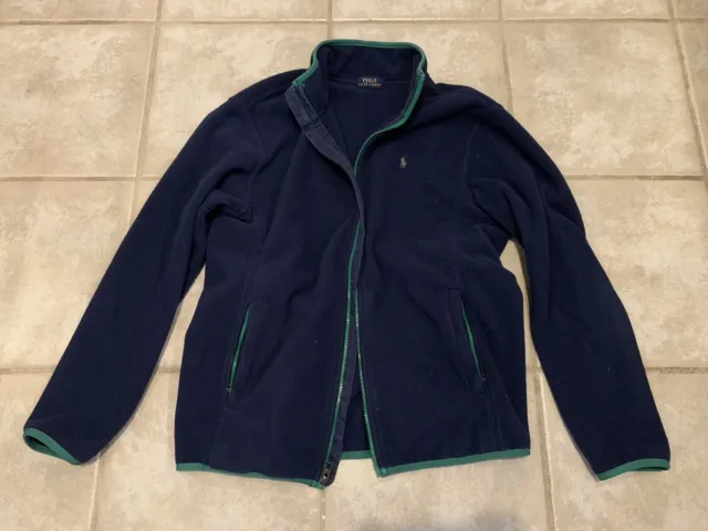 Polo Ralph Lauren Full Zip Fleece Jacket Windbreaker Blue Green Men's Small