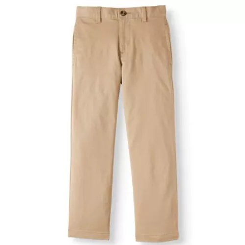 Wonder Nation School Uniform Chino Pants Boys Khaki Stretch Slim & Husky Size 14