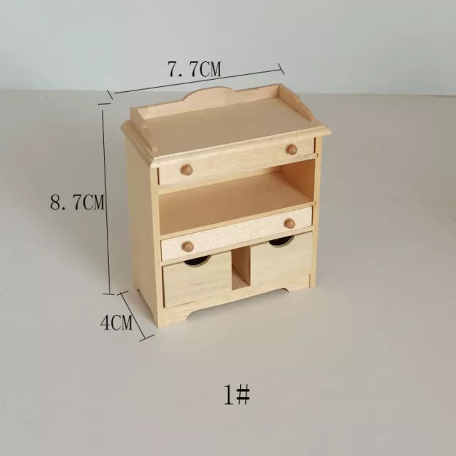 Dollhouse 1:12 Scale Plain Unpainted Bedside Table Wooden Miniature Accessories