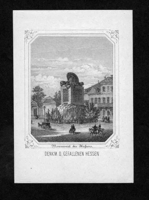 1850 - Frankfurt Main Krieger-Denkmal Lithographie