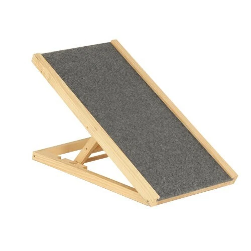 Rampa de madera para perro mascota cachorro altura ajustable antideslizante alfombra superficie escalera de acceso