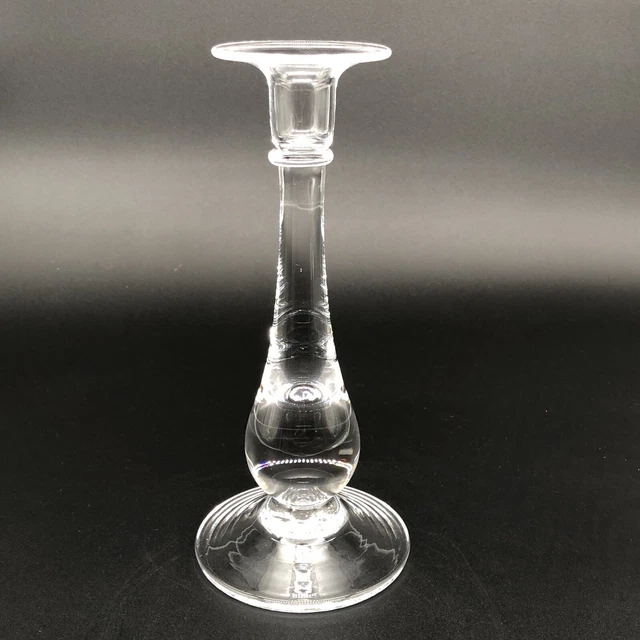 Simon Pearce Hand Blown Clear Glass Pomfret Candlestick Candle Holder 9 1/2"