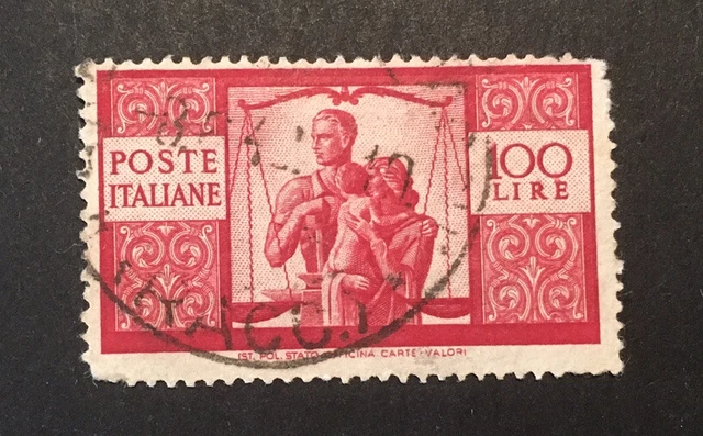 Italy "Work Justice & Family" 1945 VFU 100 l stamp LH