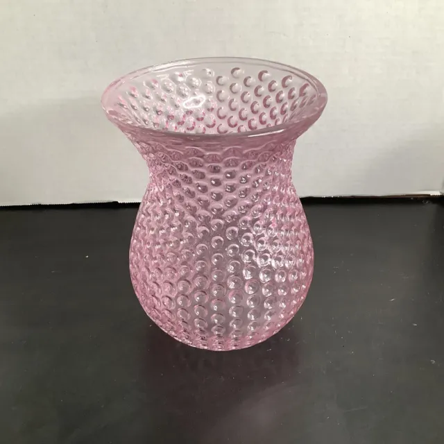 Gorgeous 7.5” Dimpled Pink Glass Vase