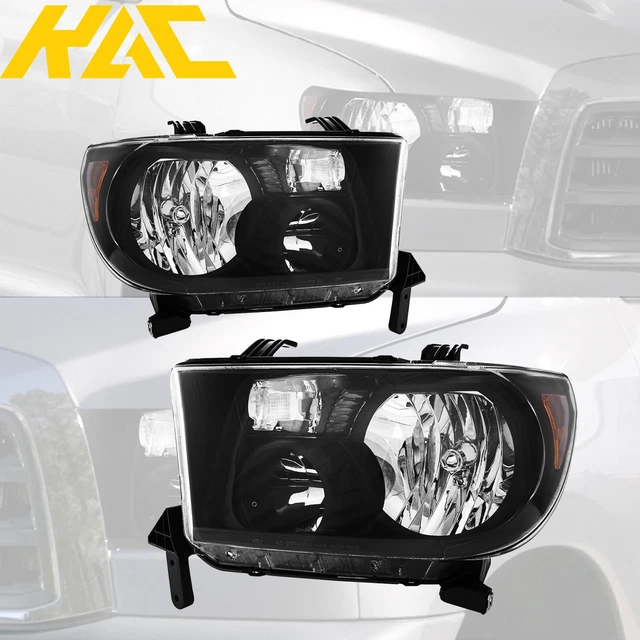 For Toyota Tundra 07-13 Sequoia 08-17 Headlights Assembly Replacement Set Black