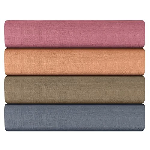 Peepeemax Langes Bebe 120x120 cm Lot de 4, Couverture Bébé en Coton et Bambou, U