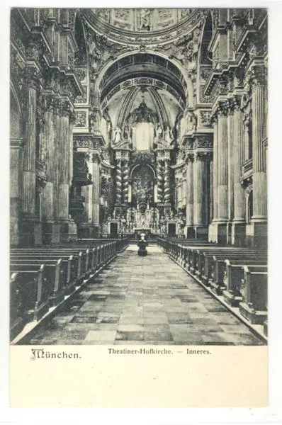 AK München, Theatiner Hofkirche - Inneres, 1900