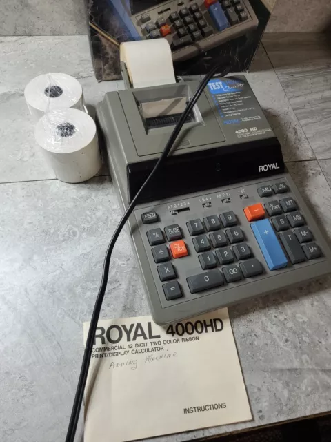 CIB Royal 4000HD Pro Print Calculator Adding Machine W Extra Rolls Tested Vtg 2