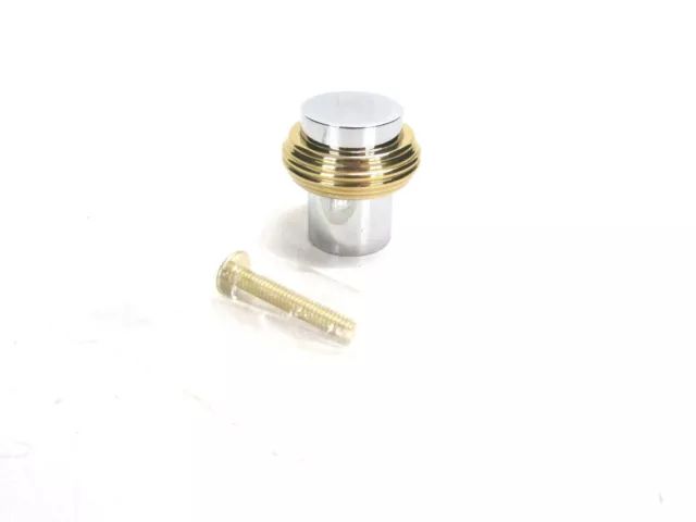 Nos! Amerock 3/4" Chrome W/ Polished Brass Rings Cabinet Knob, Pc503