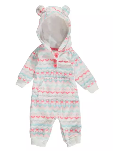 Carters Infant Girl White Aztec Print Hooded Fleece Jumpsuit Coverall Outfit