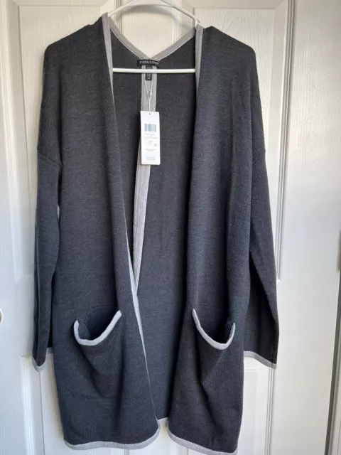 NWT Eileen Fisher Charcoal Merino Wool Open Topper Cardigan Size S