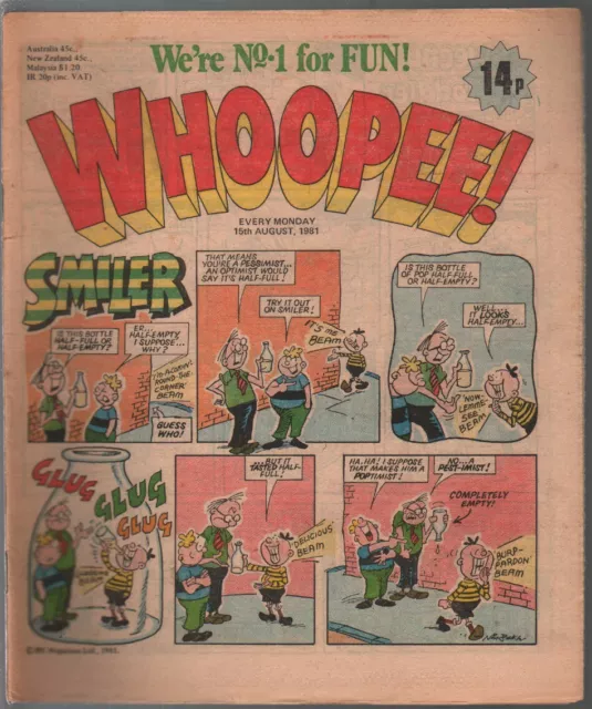 Whoopee! 8/15/1981-UK tabloid comic book-Tom Horror-Lolly Pop-Frankie Stein-FN