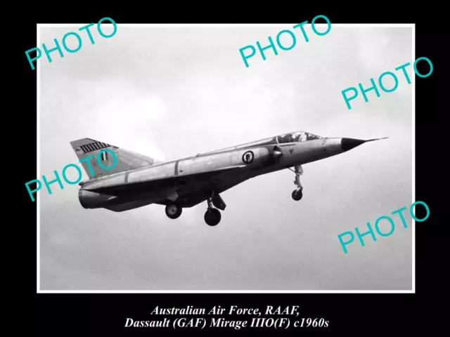 HISTORIC AVIATION PHOTO OF RAAF AUSTRALIAN AIR FORCE DASSAULT MIRAGE JET c1960s