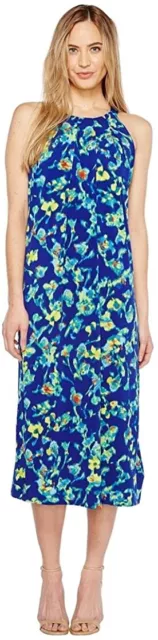 Ellen Tracy 241318 Womens Floral Halter Maxi Dress Island Floral/Azur Size Large