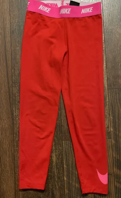 Nike Dri-Fit Red Pink Pants Girls Sz 6X/L Compression Tights Capri Pants Youth