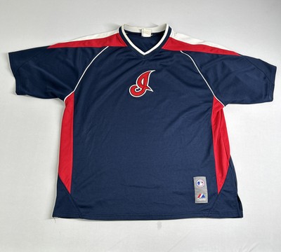 Majestic Cleveland Indians Navy Blue / Res Big Logo Battuta Practice Jersey - XL