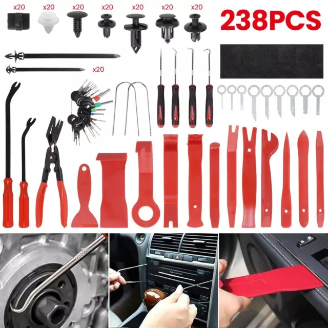250tlgAuto Demontage Werkzeug Innen Verkleidung Montagehebel Clipheber  Zange Set