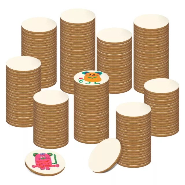 200 Pack 1 Inch Unfinished Round Wooden Cutout Circles Ornaments for Craft